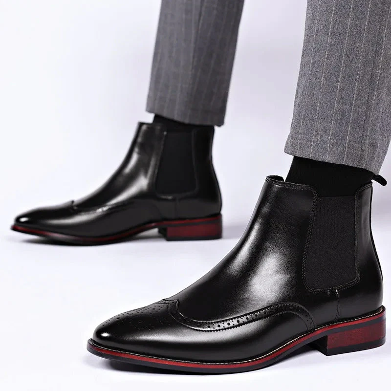 Men’s Chelsea Ankle Boots with Brogue Detailing - Image 2