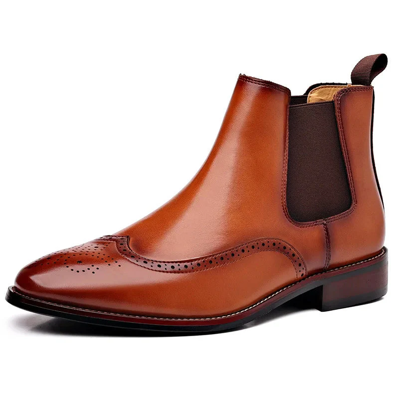Men’s Chelsea Ankle Boots with Brogue Detailing - Image 3