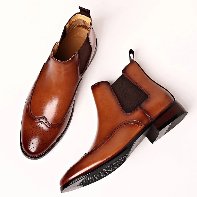 Men’s Chelsea Ankle Boots with Brogue Detailing - Image 5