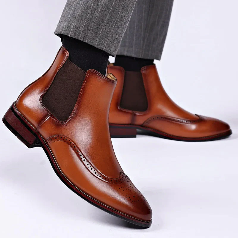 Men’s Chelsea Ankle Boots with Brogue Detailing - Image 6