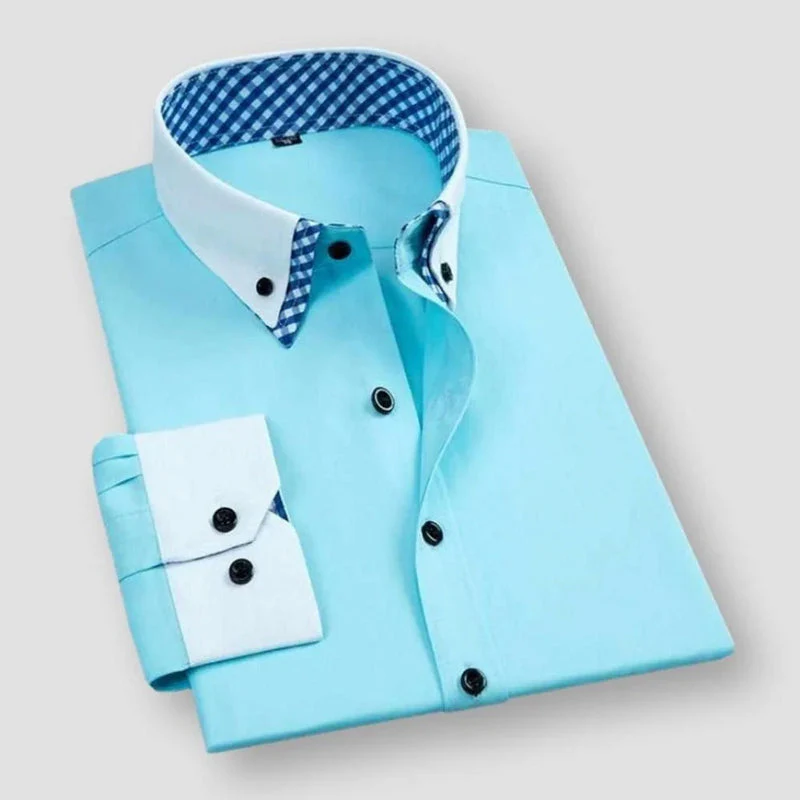 Men’s Contrast Collar Dress Shirt - Image 4
