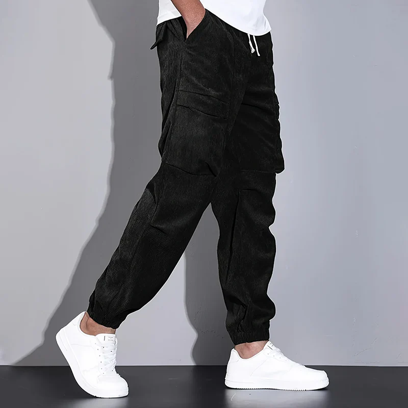 Men’s Corduroy Cargo Pants with Multiple Pockets - Image 2