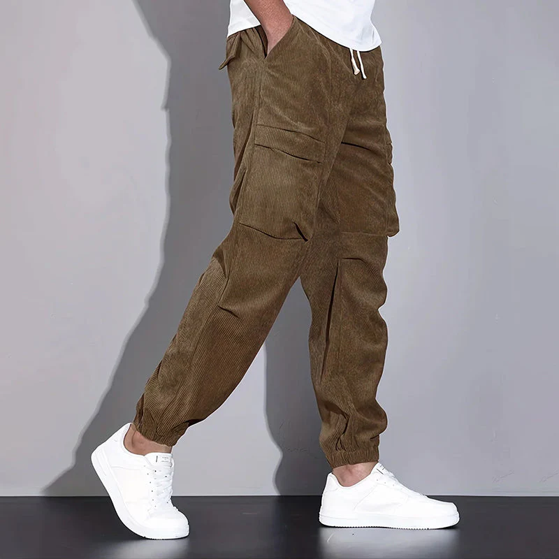 Men’s Corduroy Cargo Pants with Multiple Pockets - Image 3