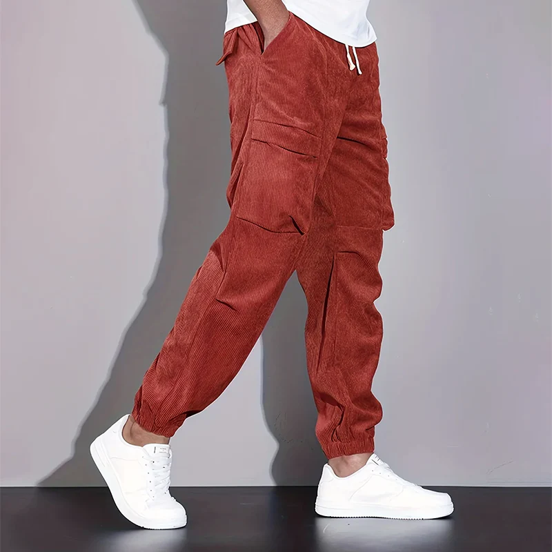 Men’s Corduroy Cargo Pants with Multiple Pockets - Image 4
