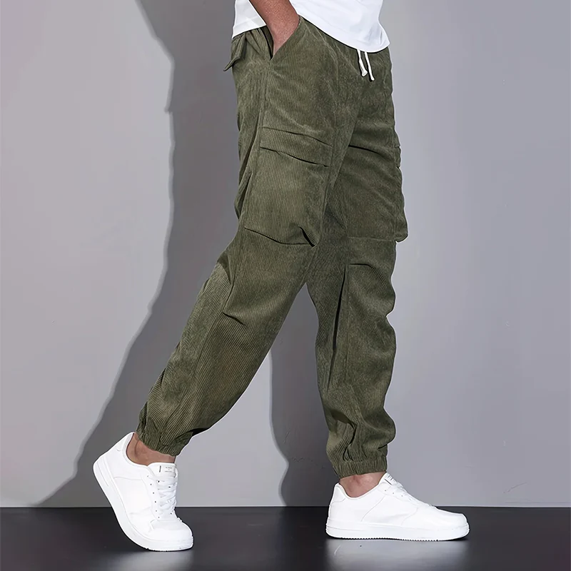 Men’s Corduroy Cargo Pants with Multiple Pockets - Image 5