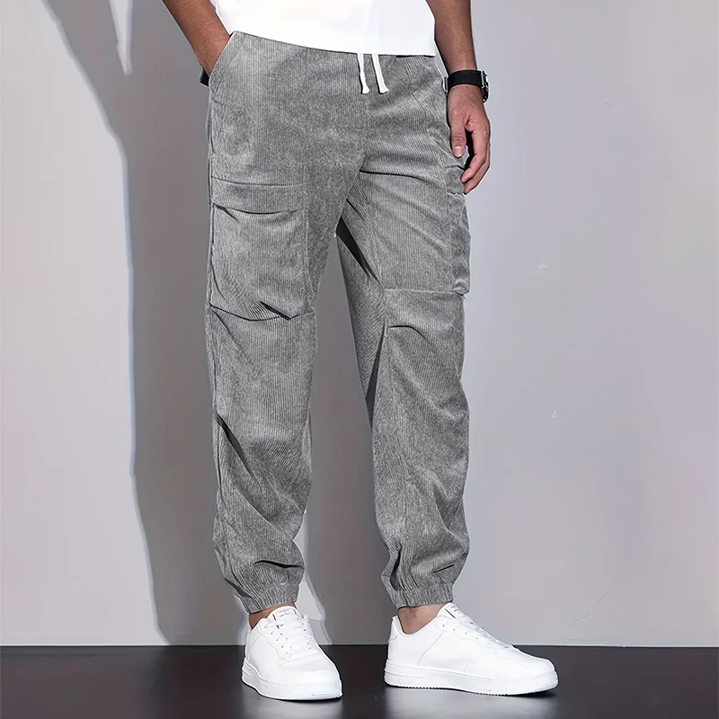 Men’s Corduroy Cargo Pants with Multiple Pockets - Image 7
