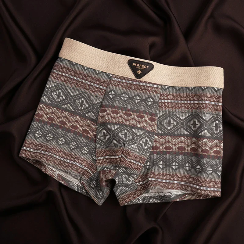 Men’s Cotton Boxer Briefs with Geometric Pattern Design - Image 2