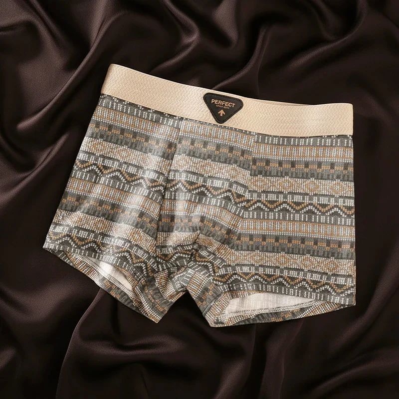 Men’s Cotton Boxer Briefs with Geometric Pattern Design - Image 3
