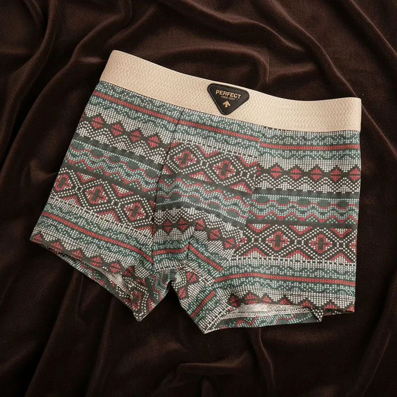 Men’s Cotton Boxer Briefs with Geometric Pattern Design - Image 4