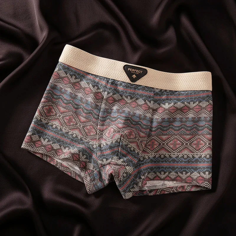 Men’s Cotton Boxer Briefs with Geometric Pattern Design - Image 5
