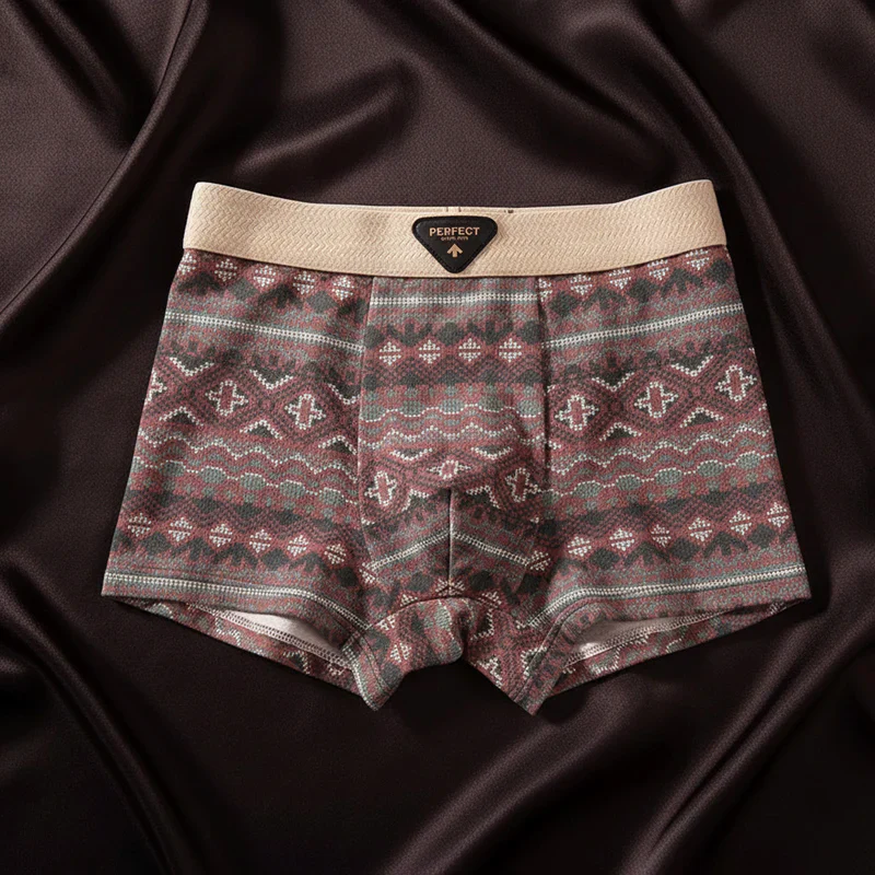 Men’s Cotton Boxer Briefs with Geometric Pattern Design - Image 6