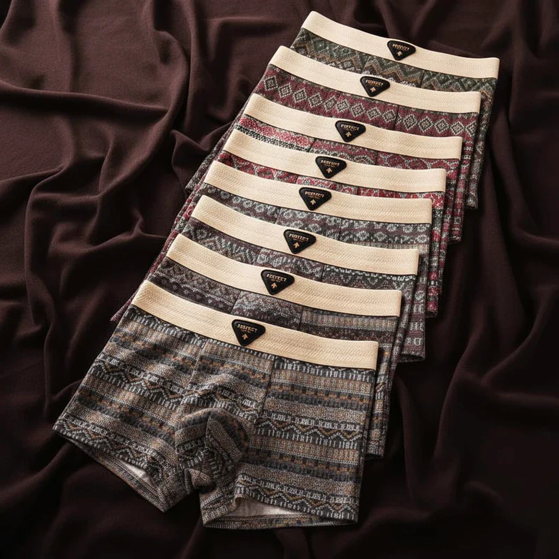 Men’s Cotton Boxer Briefs with Geometric Pattern Design - Image 7