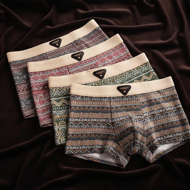 Men’s Cotton Boxer Briefs with Geometric Pattern Design - Image 8
