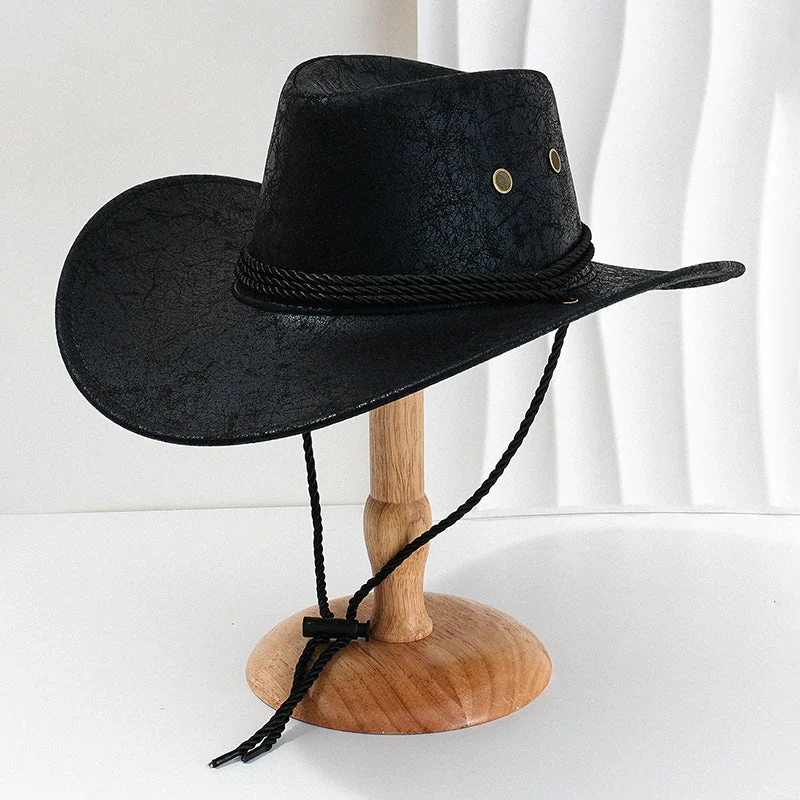 Men’s Cowboy Hat with Wide Brim and Chin Cord - Image 3