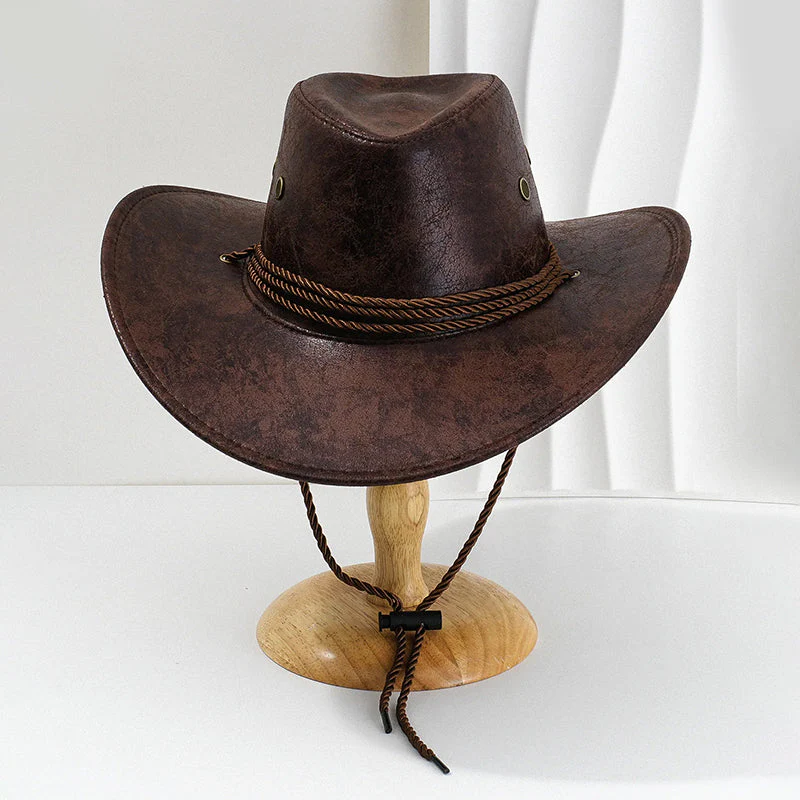 Men’s Cowboy Hat with Wide Brim and Chin Cord - Image 4