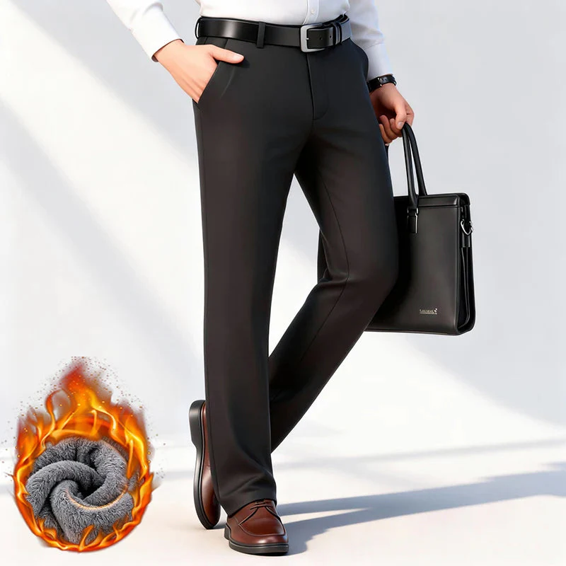 Men’s Elastic Business Pants with Fleece Lining - Image 3