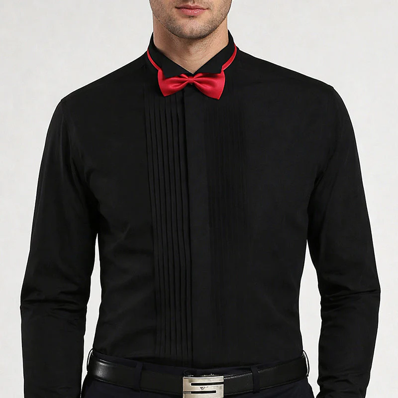 Men’s Formal Tuxedo Shirt with Bow Tie and Cufflinks - Image 3