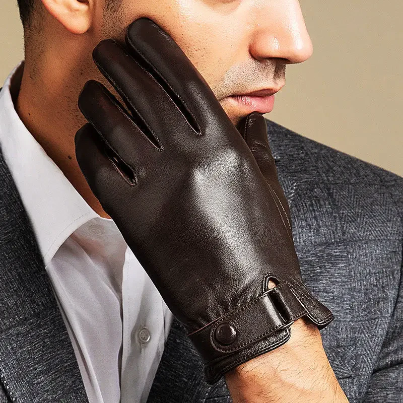 Men’s Genuine Leather Gloves with Fleece Interior - Image 5