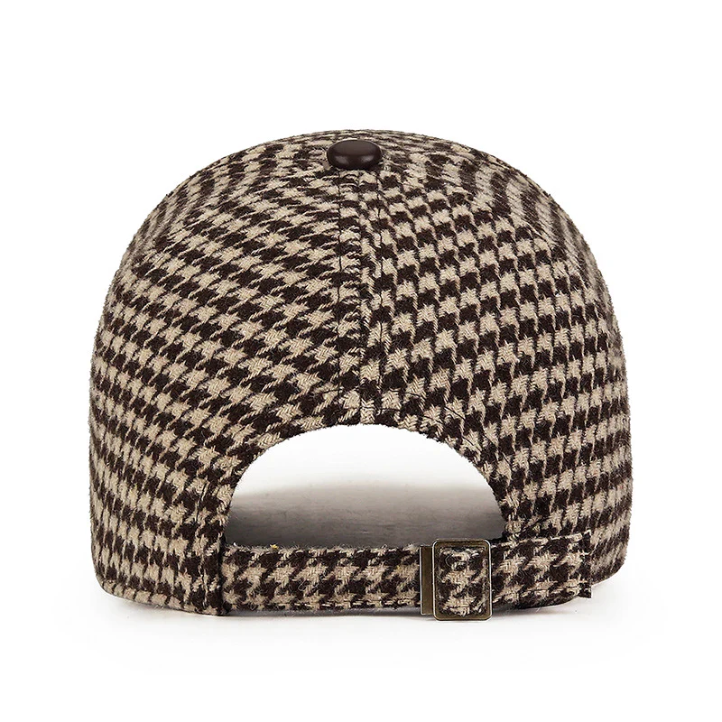Men’s Houndstooth Cap with Faux Leather Detailing - Image 8