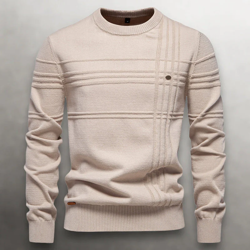Men’s Knit Cotton Sweater with Textured Pattern - Image 2