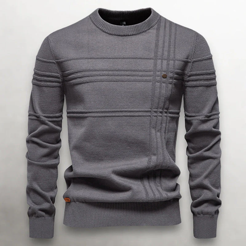 Men’s Knit Cotton Sweater with Textured Pattern - Image 3