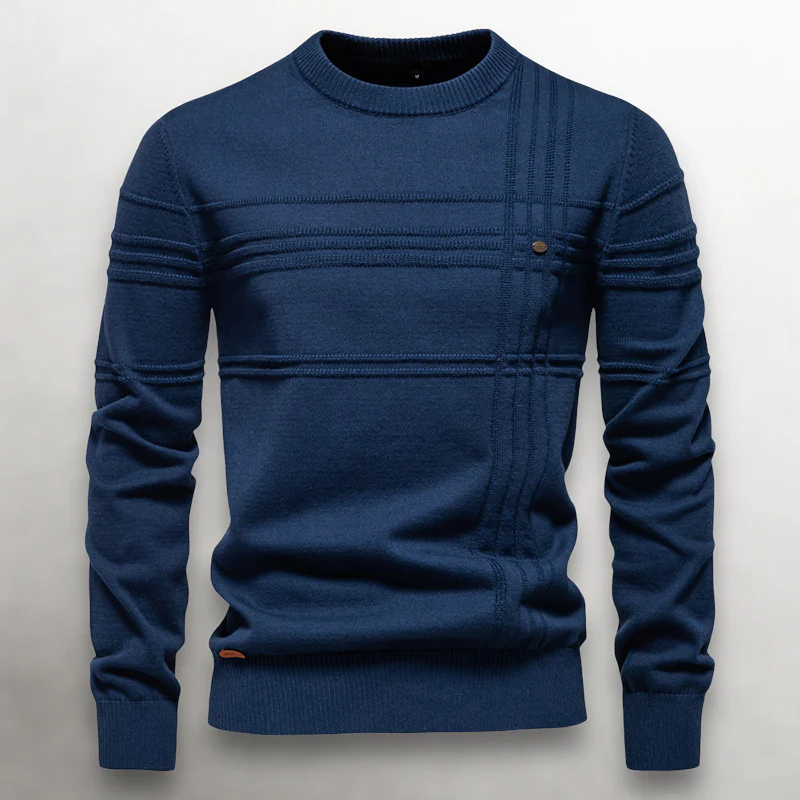 Men’s Knit Cotton Sweater with Textured Pattern - Image 4