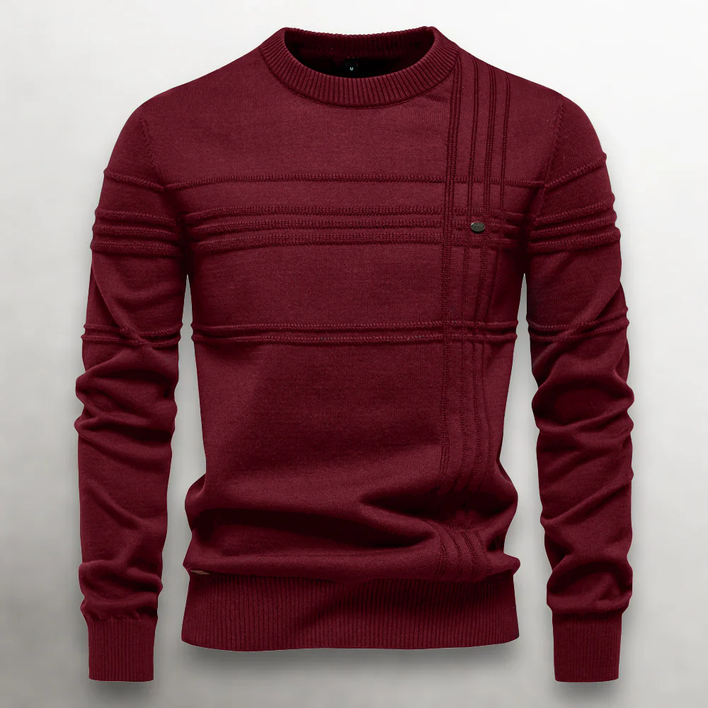 Men’s Knit Cotton Sweater with Textured Pattern - Image 5
