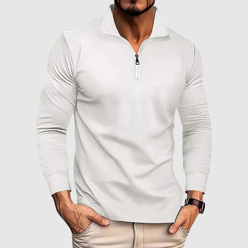 Men’s Long-Sleeve Zip-Collar Top - Image 2