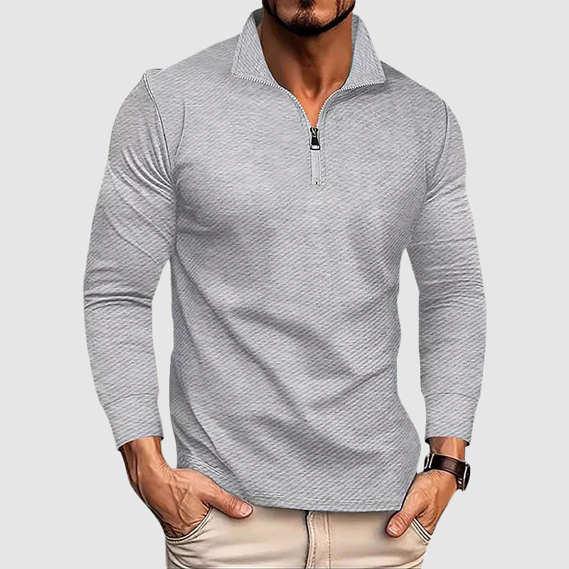 Men’s Long-Sleeve Zip-Collar Top - Image 3