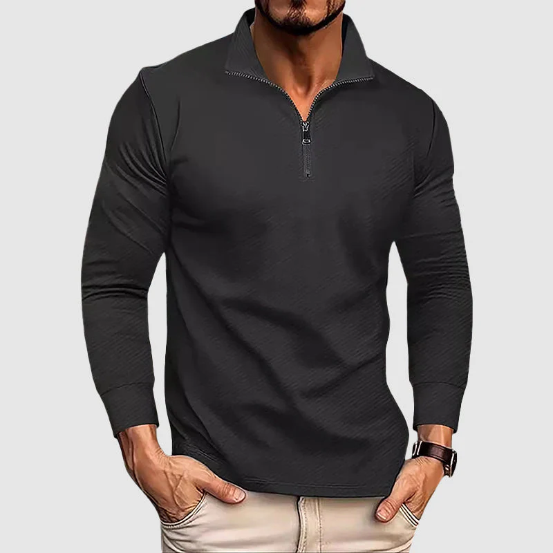 Men’s Long-Sleeve Zip-Collar Top - Image 4