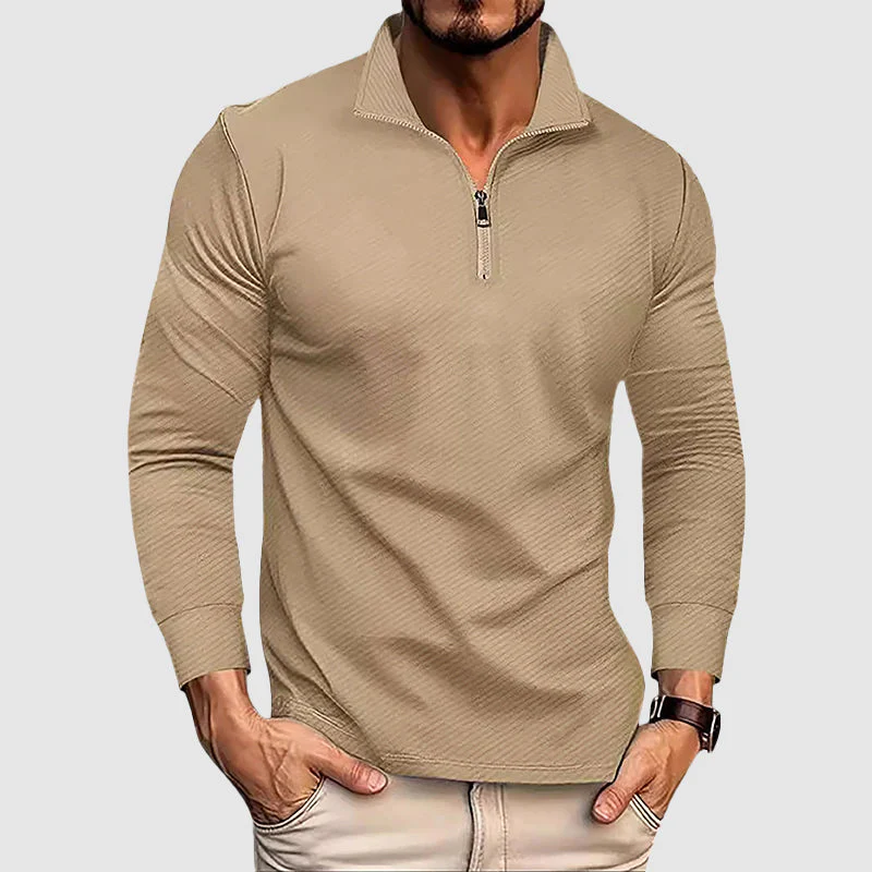 Men’s Long-Sleeve Zip-Collar Top - Image 5
