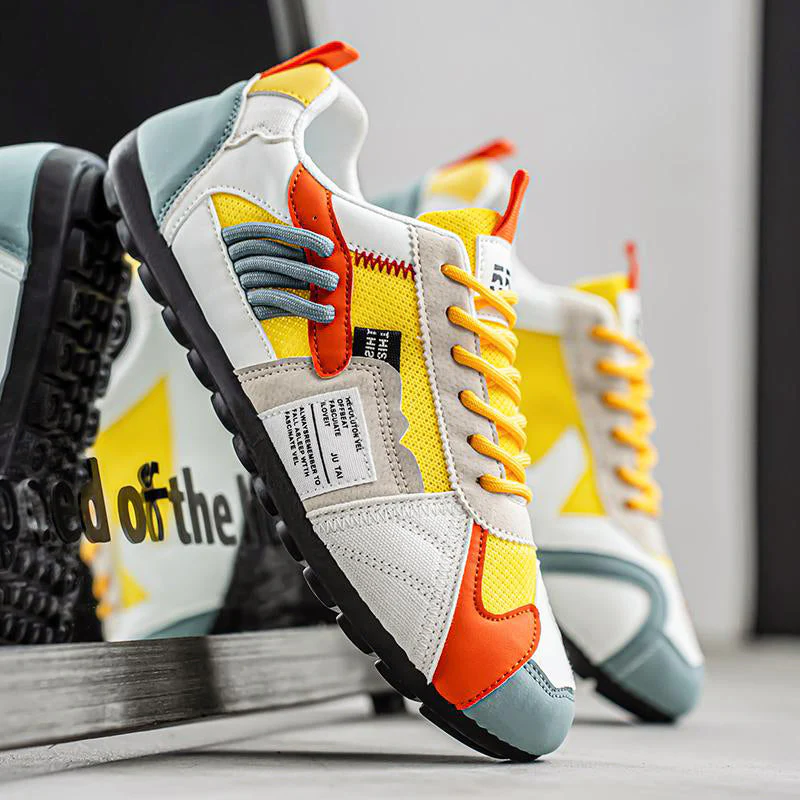 Men’s Multi-Tone Sneakers with Layered Stitch Design - Image 2