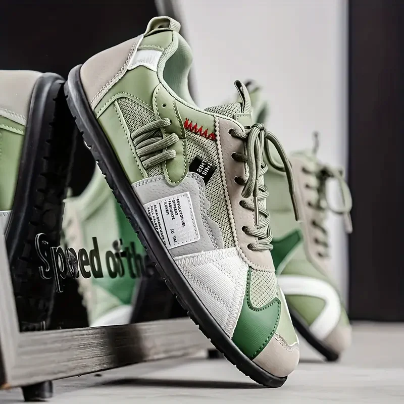 Men’s Multi-Tone Sneakers with Layered Stitch Design - Image 3