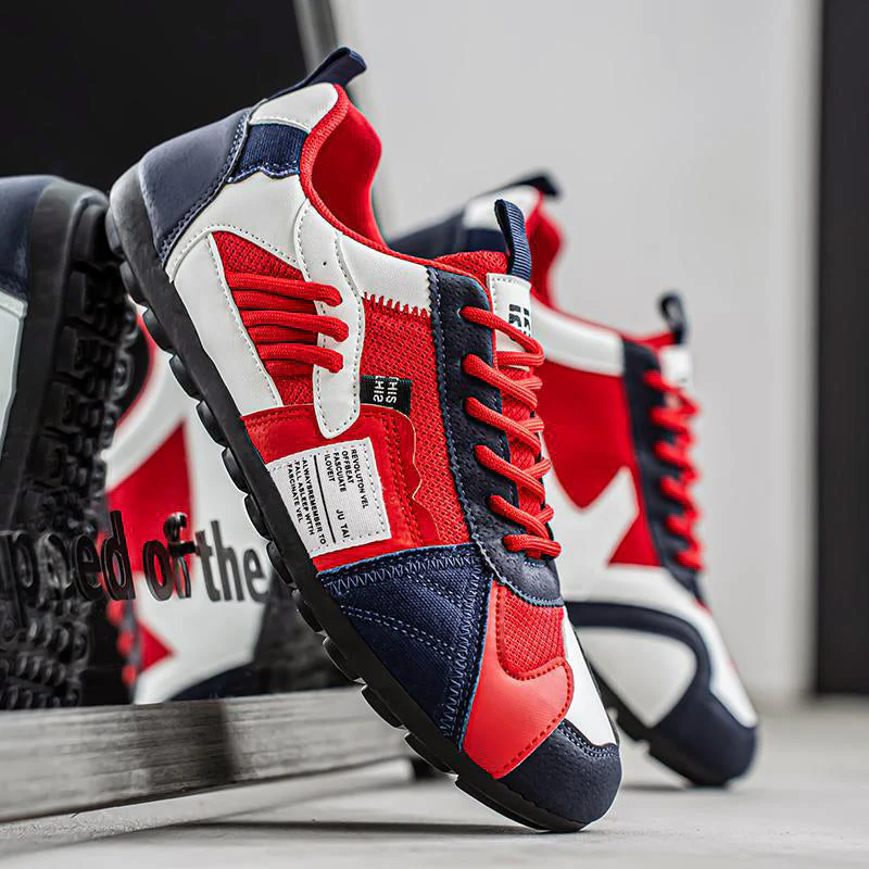 Men’s Multi-Tone Sneakers with Layered Stitch Design - Image 4