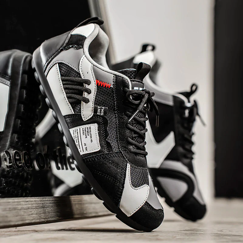 Men’s Multi-Tone Sneakers with Layered Stitch Design - Image 5