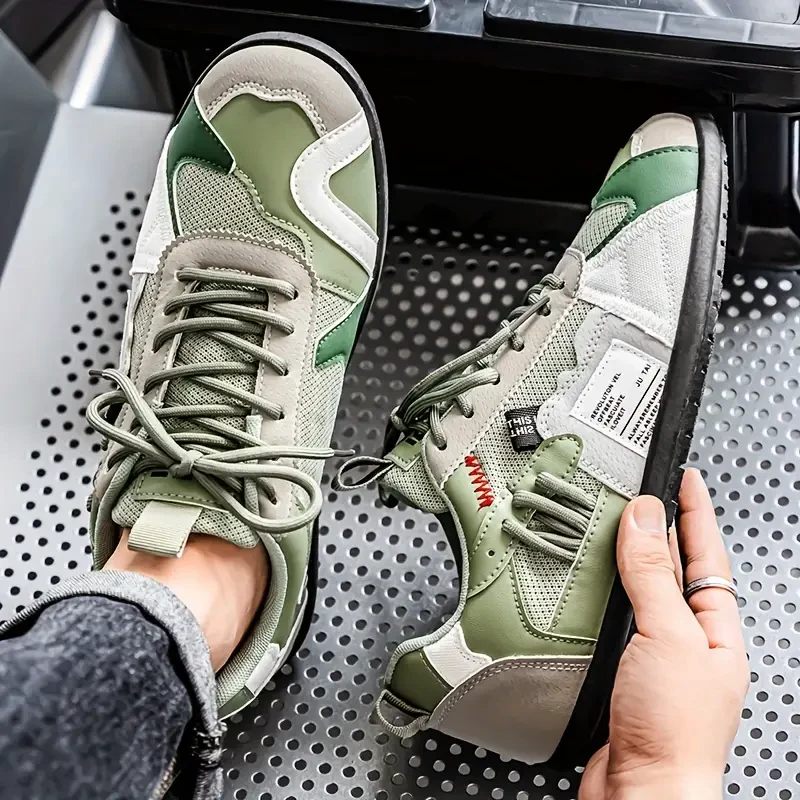 Men’s Multi-Tone Sneakers with Layered Stitch Design - Image 9