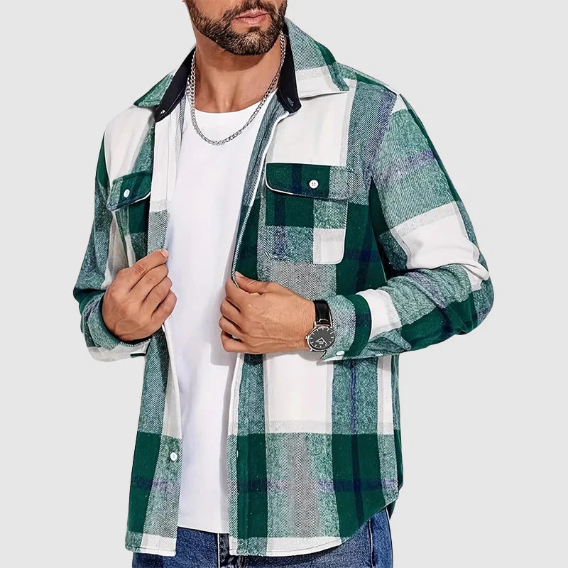 Men’s Plaid Button-Up Shirt with Chest Pockets - Image 4