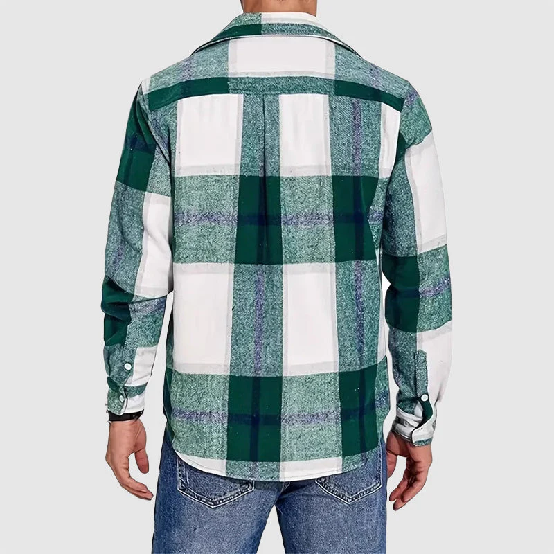 Men’s Plaid Button-Up Shirt with Chest Pockets - Image 5