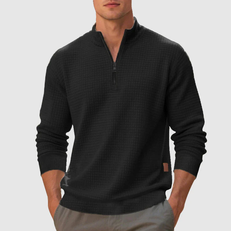 Men’s Quarter-Zip Mock Neck Sweatshirt with Textured Finish - Image 2