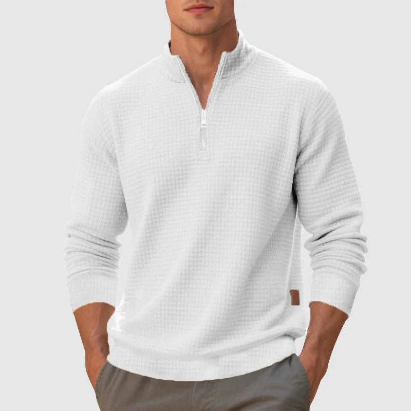 Men’s Quarter-Zip Mock Neck Sweatshirt with Textured Finish - Image 3