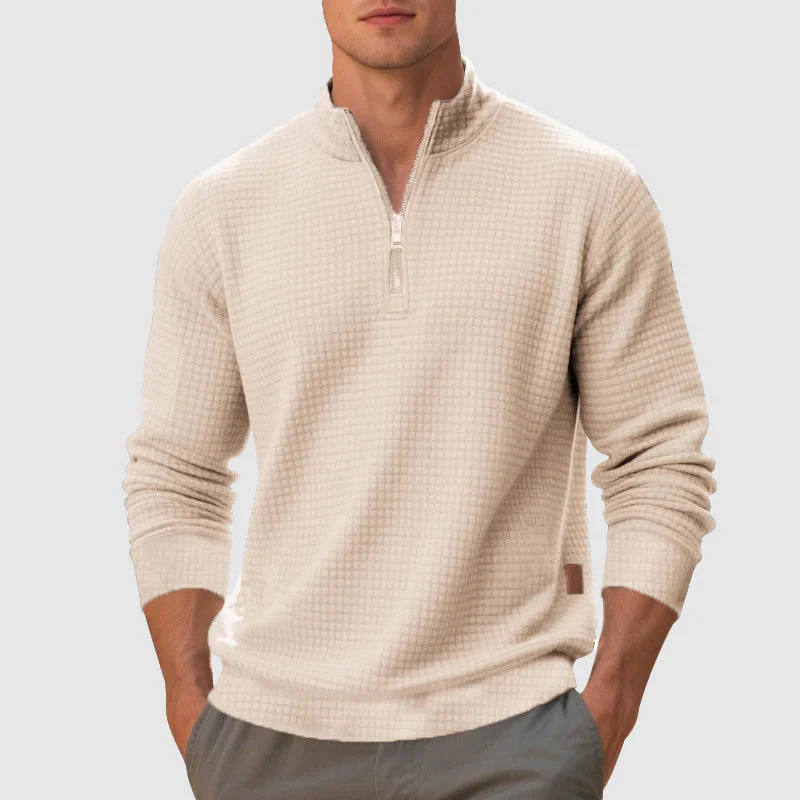 Men’s Quarter-Zip Mock Neck Sweatshirt with Textured Finish - Image 4