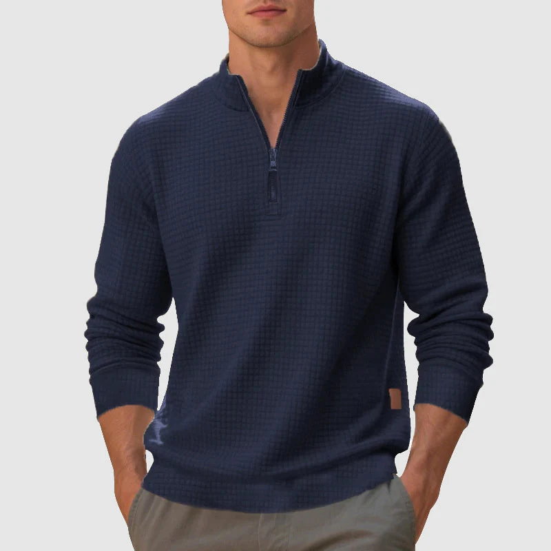 Men’s Quarter-Zip Mock Neck Sweatshirt with Textured Finish - Image 5