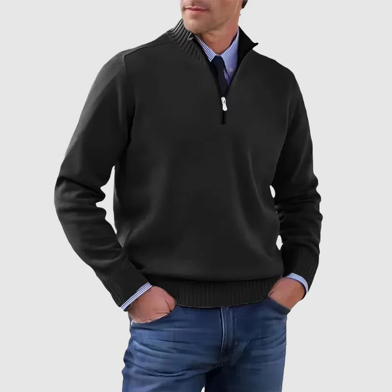 Men’s Quarter-Zip Sweater with Ribbed Collar - Image 4