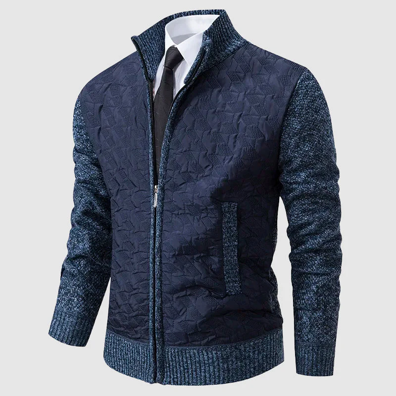 Men’s Quilted Knit Jacket with Stand Collar - Image 4