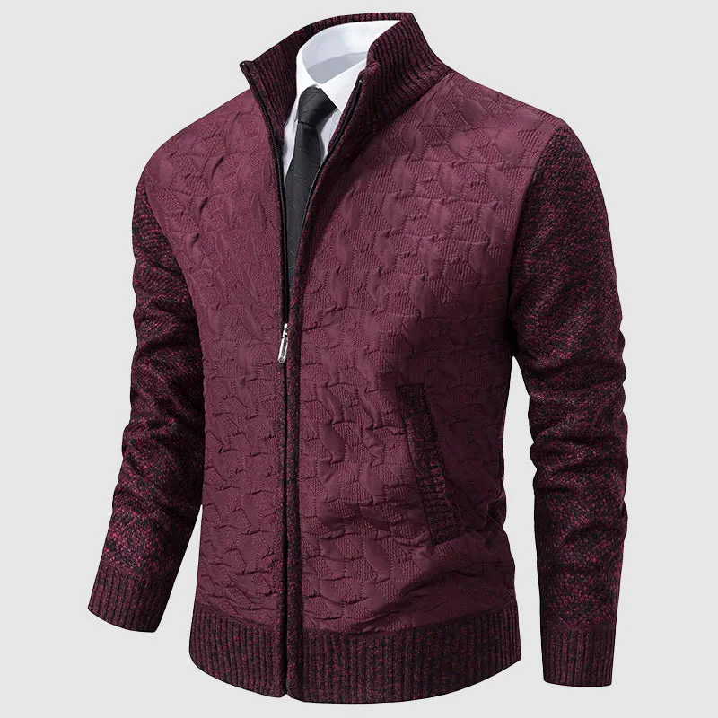 Men’s Quilted Knit Jacket with Stand Collar - Image 5