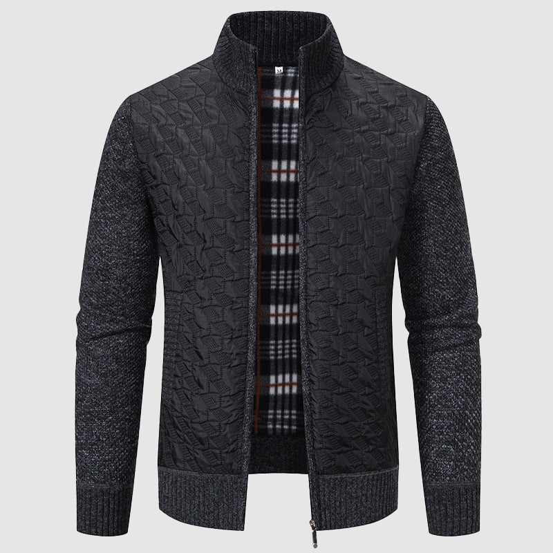 Men’s Quilted Knit Jacket with Stand Collar - Image 6