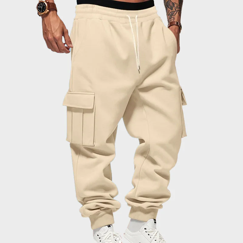 Men’s Tapered Cargo Sweatpants with Fleece Lining - Image 2