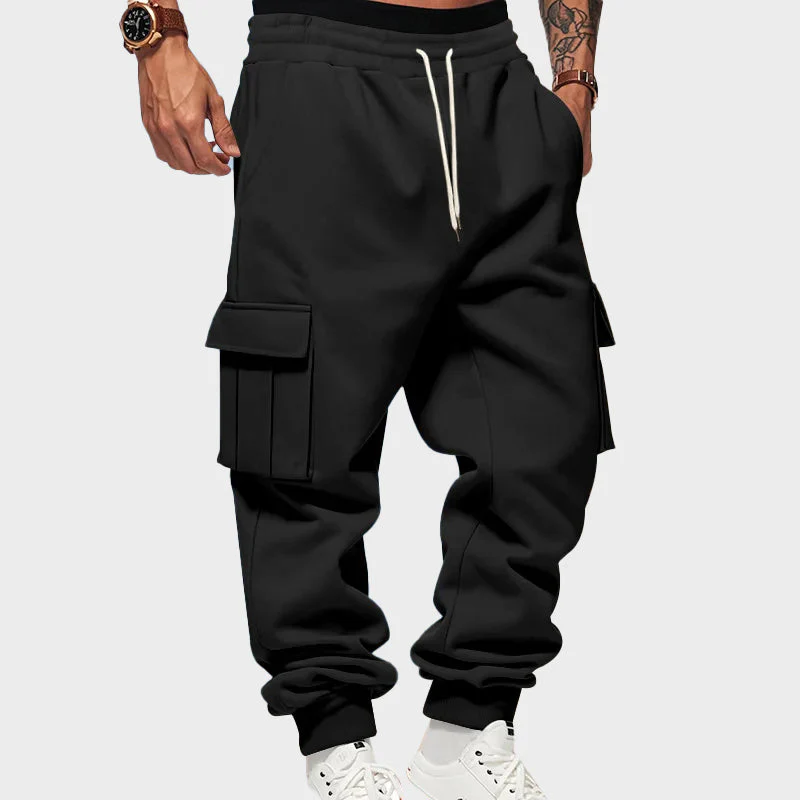 Men’s Tapered Cargo Sweatpants with Fleece Lining - Image 3