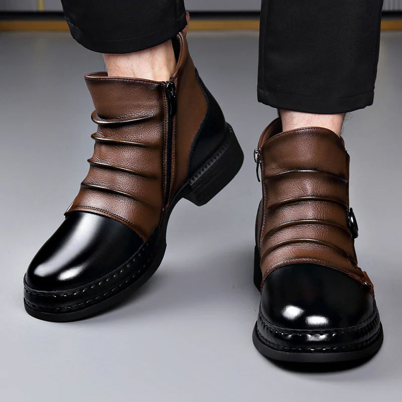 Men’s Two-Tone Genuine Leather Boots with Lace-Up Front - Image 3