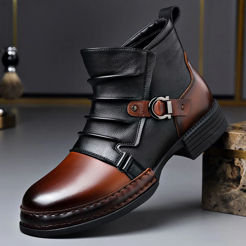 Men’s Two-Tone Genuine Leather Boots with Lace-Up Front - Image 4